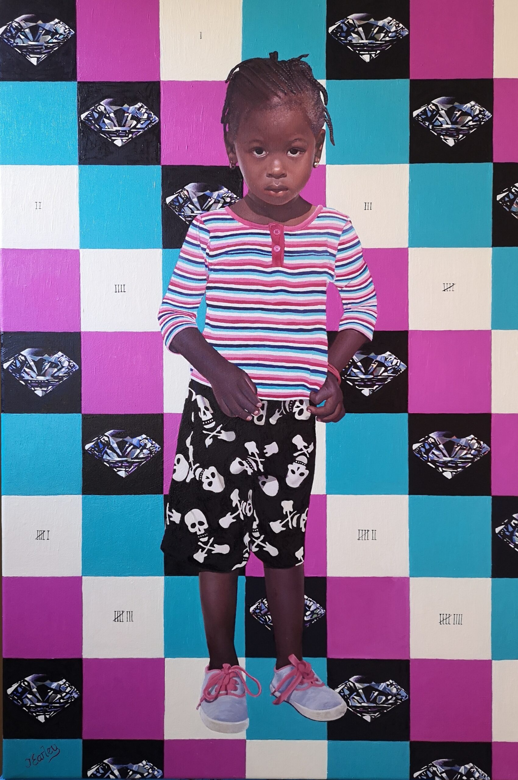 photorealism oil painting of african child