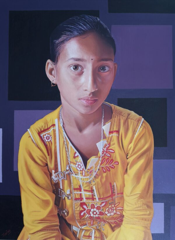 Fatima hyperrealism oil on canvas by James Earley
